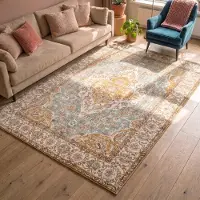 FRAAI Tapis vintage | Thirza Medallion Bleu Clair/Multicolore | 200x290cm | Bleu | Rectangulaire | Tapis