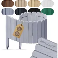 Pemicont Floranica Bordurette jardin bois 100 cm x 40 cm, Argenté – bord arrondi, tour d'arbre, rouleau de pin