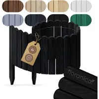 Pemicont Floranica Bordurette jardin bois 100 cm x 10 cm, Noir – bord arrondi, tour d'arbre, rouleau de pin