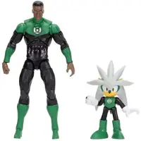 Sonic Silver 7 cm, Green Lantern 15 cm, figurines vertes Vert, taille unique