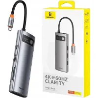 Baseus Hub 7W1 Gleam Gleam, Usb-C Do 1X Hdmi4K 60Hz + 3X Usb3.0 + 1X Pd + 1X Sd/Tf (Szary)