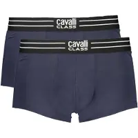Cavalli Class Hommes, Sous-vêtements, Blue Cotton Men Boxer, Bleu, (lot de 2, M)
