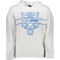 Plein sport Hommes, T-shirt de sport, White Cotton Men's Hooded Sweatshirt (L), Blanc, L