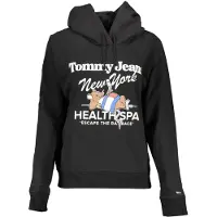 Tommy Hilfiger Femmes, Pull-over, Black Cotton Women's Hoodie, Noir, (L)