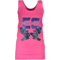 Cavalli Class Femmes, T-shirt, Rosa Cotton Women Tank Top, Rose, Pink, (S)