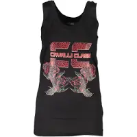 Cavalli Class Femmes, T-shirt, Black Cotton Women Tank Top, Noir, (L)