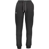 La Martina Pantalon de sport noir pour hommes : élastique, avec cordon de serrage & logo imprimé