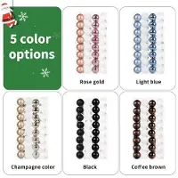 Unyqoos Ensemble de 32 boules de Noël incassables en plastique – Champagne et blanc, brillantes, mates, transparentes, avec crochets de suspension pour sapin de Noël