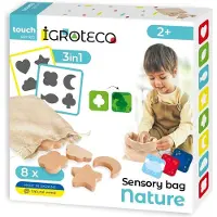 Igroteco Sac sensoriel en bois naturel – Jouet éducatif pour enfants – 6 variantes de jeu – 2 ans et plus