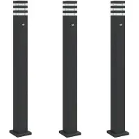 Helloshop26 Lampadaires d'extérieur avec capteur 3 pcs 110cm aluminium noir 02_0042564