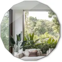 Tulup (80x80 cm) Miroir Géométrique Mural Forme Polygonale Octogone Design Moderne Intérieur