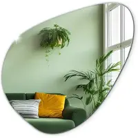 Tulup (48,3x47,9 cm) Miroir Forme Galet Asymétrique Décoratif Sans Cadre Pour Intérieur Contemporain