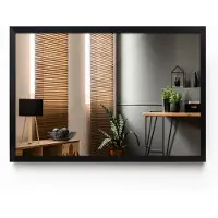 Tulup (50x70 cm) Miroir Rectangulaire Noir Miroir Mural avec Contour Fin Style Industriel Déco