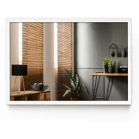 Tulup (50x70 cm) Miroir Blanc Rectangulaire Glace Murale avec Cadre Moderne pour Salle de Bain Épuré Déco