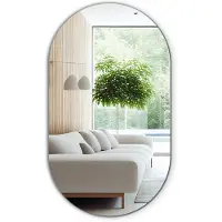 Tulup (46x80 cm) Miroir à Suspendre oir Ovale Modèle À Accrocher Au Mur Élégant Pour Entrée Chambre