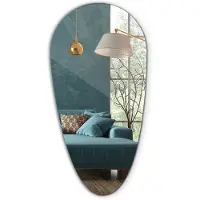 Tulup (35x70 cm) Miroir en Forme de Goutte Allongé Miroir Plein Pied Chambre Décoratif Mural