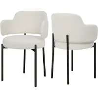 Puluomis Chaises de salle à manger avec dossier courbé et accoudoir, chaise rembourrée Chaises de cuisine avec assise rembourrée Revêtement Boucle 2pcs blanc