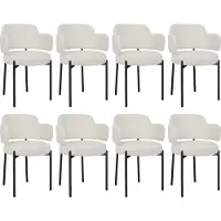 Puluomis Chaises de salle à manger Lot de 8 chaises de cuisine Chaises de cuisine Chaise rembourrée avec dossier incurvé et accoudoirs, Boucle blanc