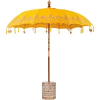 Syfax Parasol balinais avec socle Jaune 215 x 215 x 260 cm