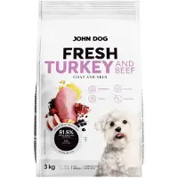 John Dog Chien adulte dinde fraîche et bœuf Karma nourriture sèche pour chien 3 kg