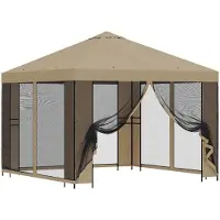 vidaXL Kiosque de jardin avec parois latérales, 3 x 3 m, beige