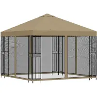 vidaXL Kiosque de jardin avec parois latérales, 3 x 3 m, beige
