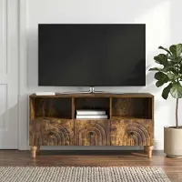 Prolenta Meuble TV exclusif - Dimensions : 102 x 34,5 x 50 cm. Matériau : panneau de particules imitation chêne fumé
