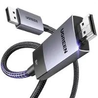 UGREEN DisplayPort — HDMI (type A) (2 m), Câble vidéo, Gris, Noir