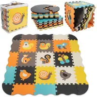 Kik Tapis de puzzle en mousse / parc pour enfants 25pcs animaux colorés 114cm x 114cm x 1cm