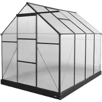 Axi Serre Simon en aluminium et polycarbonate noir | Serre avec porte coulissante et fenêtre résistante à l'hiver | Avec drainage intégré |