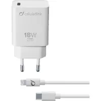 Cellularline USB-C Charger Kit 18W - USB-C to Lightning - iPhone 8 or later
