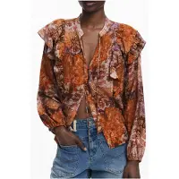 Desigual Femmes, Chemise, Chemise à manches longues orange pour femmes, Orange, (XS)