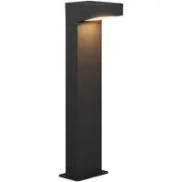 Zafferano Forward Borne Lumineuse À Led Asimétrique Pour Extérieur, Structure En Aluminium Noir, 13W 3000K, Hauteur 50 Cm, Idéale Pour Allées Et Jardins