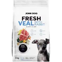 John Dog Chien PUPPY VEAU FRAIS AVEC LIÈGRE CHIOTS Karma nourriture sèche pour chien 3kg