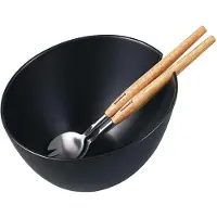 Klausberg PORCELANOWA MISA 23cm DO SAŁATEK Z ŁYŻKAMI KB-7786 CZARNA, Saladier + bol, Noir