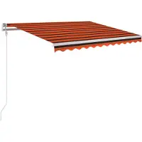 vidaXL Store automatique avec capteur de vent LED 350 x 250 cm Orange/Marron