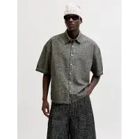 Jack & Jones Overdyed Short Sleeve Shirt Gris L Homme