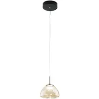 FABAS LUCE Suspension Lucille En Métal Et Verre Borosilicate Cognac, Led 8 W À Intensité Variable, Température De Couleur 2700 K/3000 K/4000 K, Ø 16 Cm - Lucille