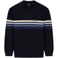 Armani Exchange pour homme. XM002424AF11960MB571 Pull en maille à rayures marine (XS), Casuel, Coton