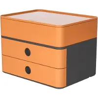 HAN Bloc à tiroirs Smart-Box Plus Allison, 2 tiroirs avec cloisons de séparation, tiroir-plumier, empilable, plastique ABS, brun caramel