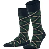 Burlington Chaussettes marine, A carreaux