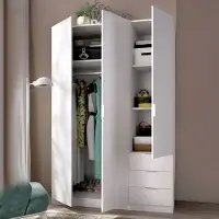 Dmora Astru - Armoire 3 portes, 121x52 cm Blanc, 3 étagères