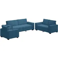vidaXL Ensemble de canapés 3 pièces avec coussins bleu velours