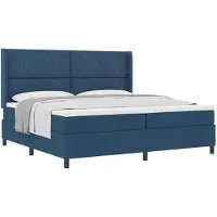 vidaXL Lit boxspring avec coussins et tête de lit, bleu, 200 x 200 cm, tissu