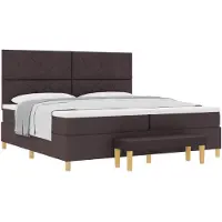 vidaXL Lit boxspring avec tête de lit brun foncé 200 x 200 cm Tissu