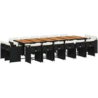 vidaXL Ensemble de jardin 17 pièces avec coussins Noir Poly Rattan