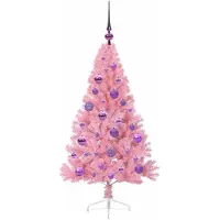 vidaXL Arbre de Noël artificiel pré-éclairé Rose 120 cm PVC