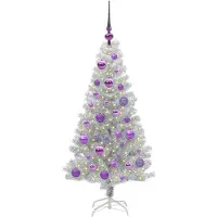 vidaXL Sapin de Noël avec 150 LED avec support Argent 120 cm PET
