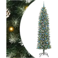 vidaXL Arbre de Noël artificiel élancé vert et blanc 240 cm