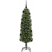 vidaXL Sapin de Noël artificiel avec 150 LEDs avec support Vert 150 cm